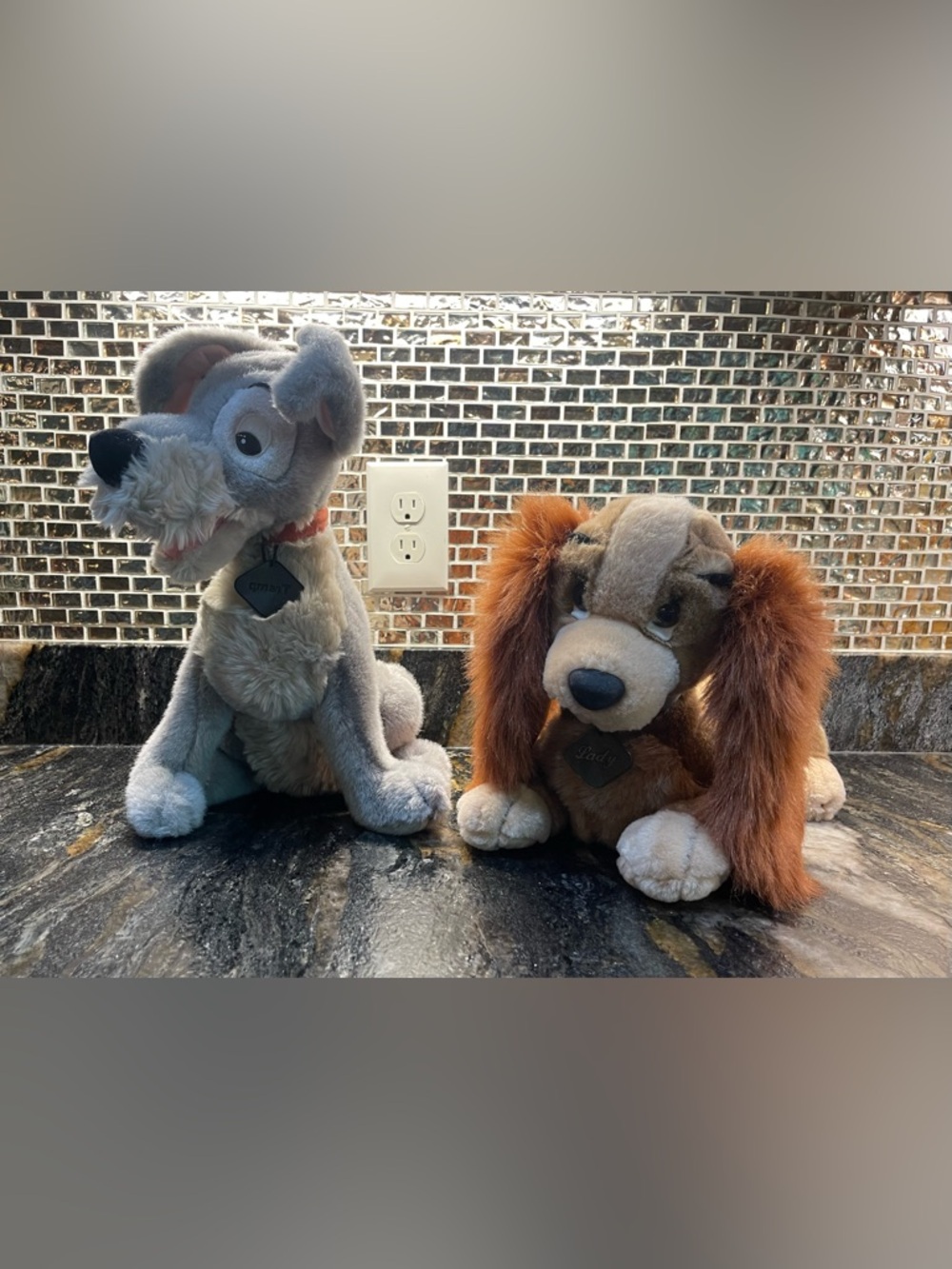 Disney Gray & Brown Lady and Tramp Plush Dog Duo